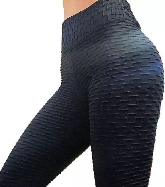 LOUZIR Sportlegging-Yoga -Scrunch Butt-High Waist- Absorberend- Anti Cellulite Legging-Gym Sports -Legging Fitness Wear-Zwart- maat L van LOUZIR