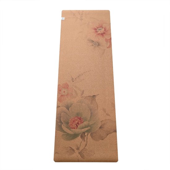 Love Generation - Eco Yogamat - Kurk - Faded Flowers van Merkloos