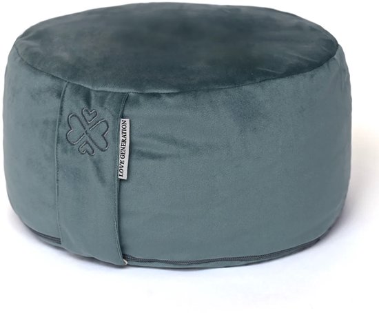 Love Generation - Meditatiekussen - Rond - Velvet - Steenblauw van Merkloos