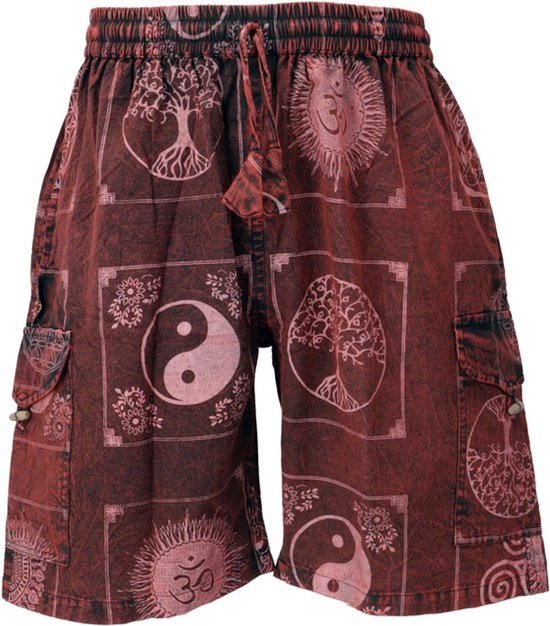 Luchtige Katoenen Yogashorts voor Heren met Elastische Tailleband - Nepalees Handwerk