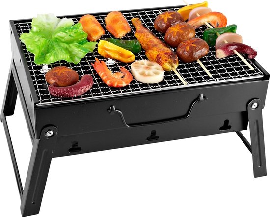 Luxiba - Houtskoolbarbecue, klapgrill, tafelgrill, draagbare reisgrill, outdoor, picknick, campinggrill, 35 cm x 27 cm x 19,5 cm van Luxiba