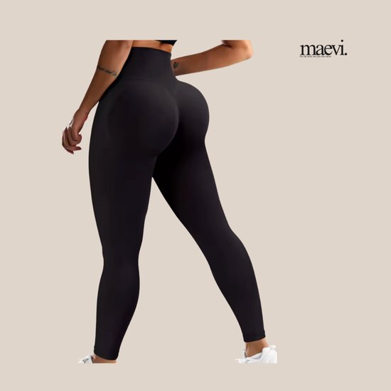 Maevi Sportlegging met Butt Scrunch - Maat: L - Kleur: Zwart - Sportlegging met Buttlift - Luxe Legging - Gymwear - Sport Legging - Gym Outfit - Yoga & Fitness - Hoge Kwaliteit - Dames / Vrouw - Legging / Broek - Sportbroek - Hoge Taille / High Waist van Merkloos