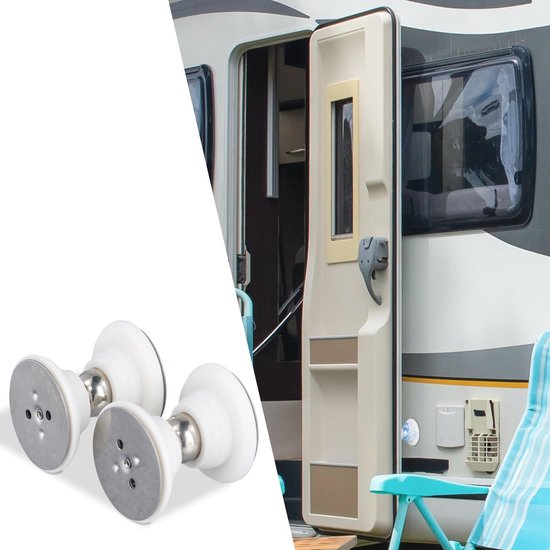 Magnetische Deurstopper Set voor Camper en Aanhangwagen - 2 Stuks met Sterke Lijm en Schroeven van $