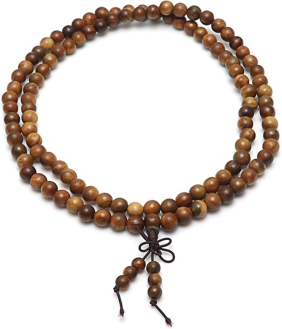 Mala Armband 108 Kralen van Groen Sandelhout - Houten Gebedskralen voor Dames & Heren