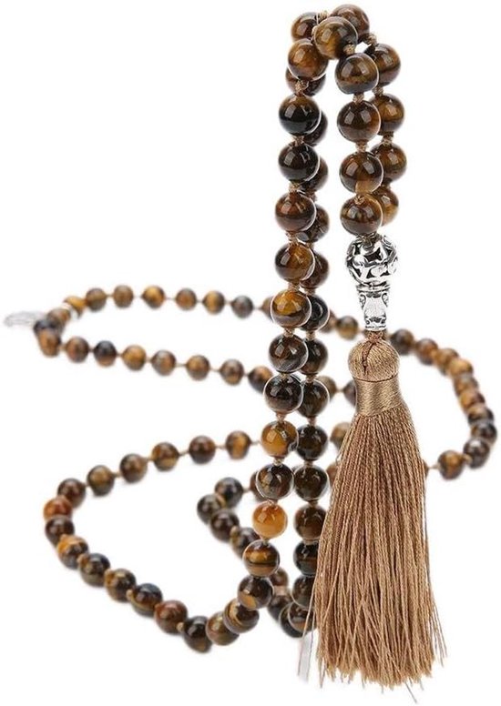 Mala Ketting - Gebedskralen Japa - Meditatie Yoga - Natuursteen 108 Kralen - 44 inch - Tijgeroog