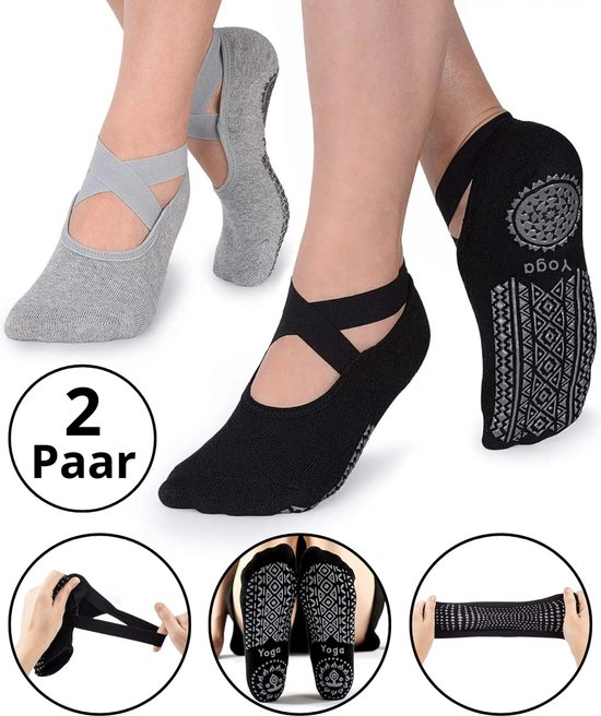Malinsi® 2-Pack Yoga Sokken Antislip Dames - Pilates Yogasokken - Ballerina Pilatessokken - Ballerinas van Malinsi