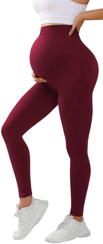 MAMA ACTIVE Maternity Legging - Zwangerschapslegging - Hoge Taille - Rekbaar - Comfortabel - Yoga- en Sportbroek - voor Zwangere Vrouwen - Sportlegging - Rood - Maat M van MAMA ACTIVE