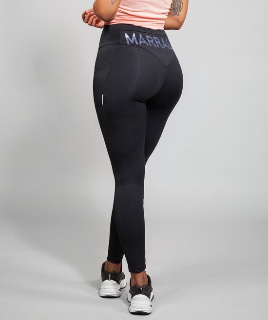 Marrald High Waist Mesh Sportlegging Zwart M - pocket legging zakken dames yoga fitness