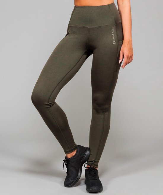 Marrald High Waist Pocket Sportlegging | Army Groen - M dames yoga fitness