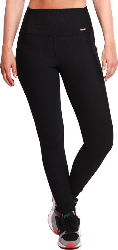 Marrald Pocket Rib Sportlegging - High Waist Yoga Hardlopen Fitness - Zwart XS van Marrald