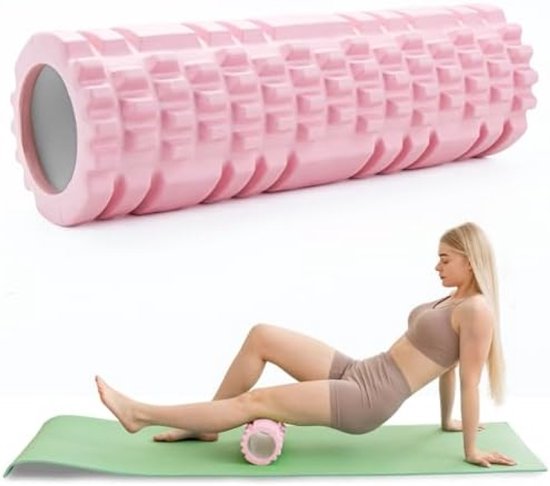 Massageroller - Sport - Roze Foam Roller Fasciarol Yoga Massageroller voor Spierontspanning Triggerpoint Massage Rug Nek Taille Benen Fasciale Training 30x8 cm