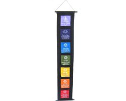 Meditatie Muurdecoratie - Gebedsvlag Banner - Yoga Therapie - 7 Chakra Ontwerp - 60 Inch Lang - Balans