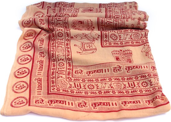 Meditatie omslagdoek Maha, XL, 220 x 106 cm, perzik van Yogi & Yogini