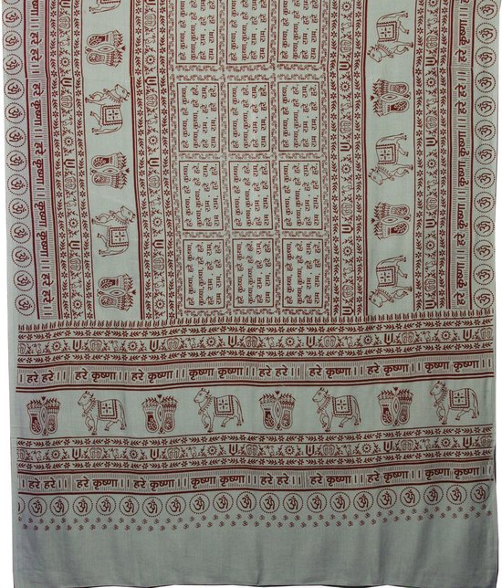 Meditatie omslagdoek met mantra Maha, XL, 220 x 106 cm, grijs van Lotus Design
