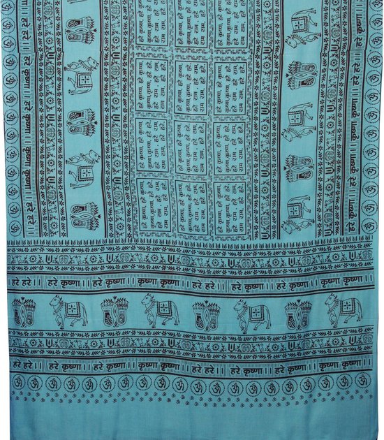 Meditatie omslagdoek met mantra Maha, XL, 220 x 106 cm, turquoise van Yogi & Yogini