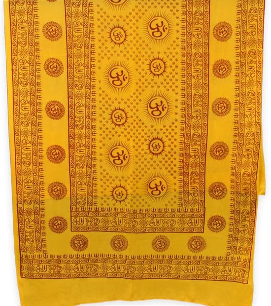 Meditatie omslagdoek met mantra Om, XL, 220 x 106 cm, oranje van Yogi & Yogini