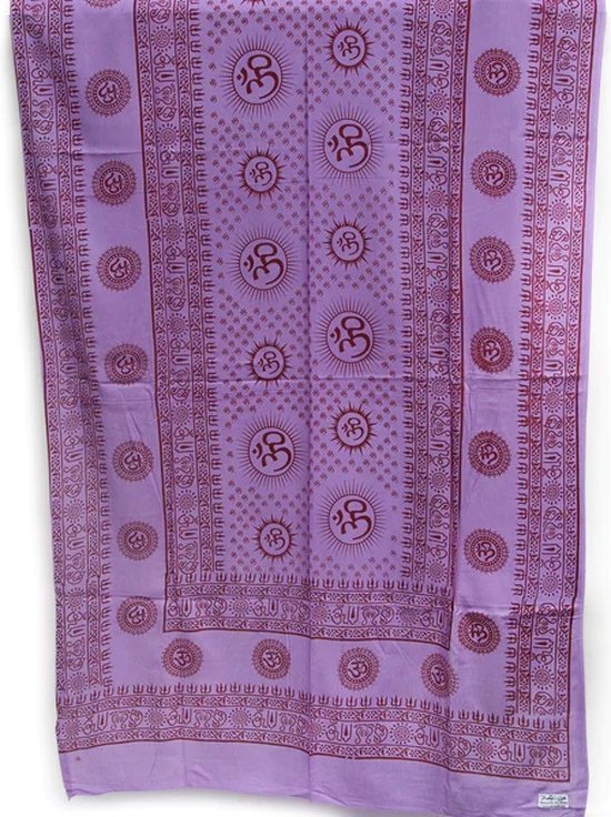Meditatie omslagdoek met mantra Om, XL, 220 x 106 cm, paars van Lotus Design