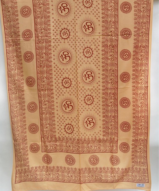 Meditatie omslagdoek met mantra Om, XL, 220 x 106 cm, perzik van Merkloos