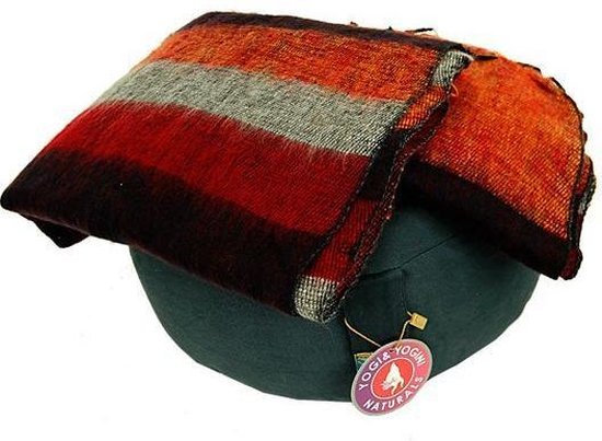 Meditatie omslagdoek oranje met strepen - 200x80 - Katoen - Polyacryl - Oranje van Yogi & Yogini