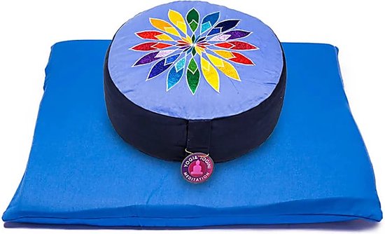 Meditatie SET veelkleurige bloem op blauw van Yoga Studio