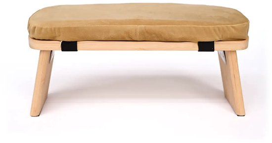 Meditatiebankje │ Bamboe │ Inklapbaar │ Velvet Kussen │ Goud van Merkloos