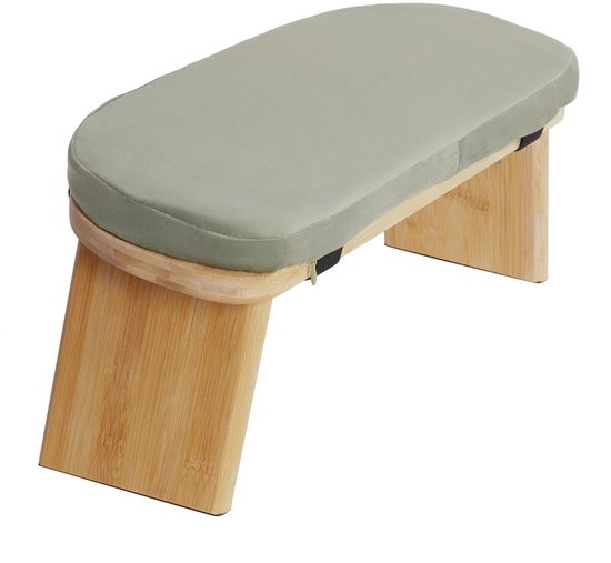 Meditatiebankje - Inklapbaar - Yogabank - Ergonomisch - Bamboe - Voor Meditatie - Bankje - Met kussen - Draagtas - Laag 44 x 19 x 21 cm (bxdxh) - Groen van Merkloos