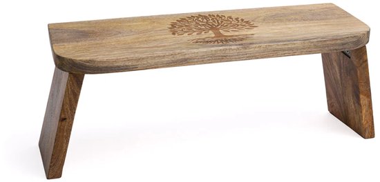 Meditatiebankje Levensboom mangohout - (Inklapbaar) - ± 48 cm x 18 cm van Pure