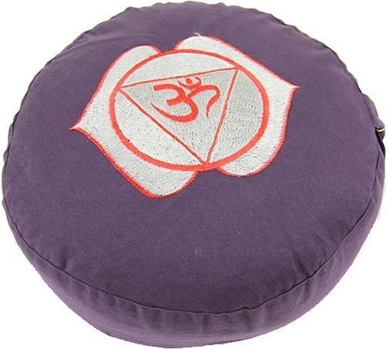 Meditatiekussen 6e chakra geborduurd - 33x17 - Boekweit - Katoen - Indigo van Yogi & Yogini