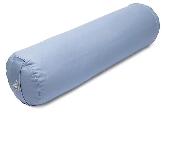 Meditatiekussen bolster blauw biokatoen (OCS) – 60 cm x 16 cm
