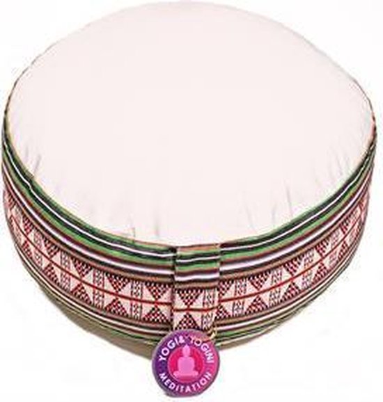 Meditatiekussen crème Tribe - Katoen - Boekweit - 33x17 - Crème - Meerkleurig van Tribe