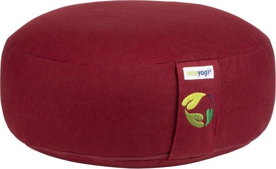 Meditatiekussen eco Bordeaux rond laag 10-12cm - Ecoyogi | Yoga kussen - GOTS gecertificeerd van Ecoyogi