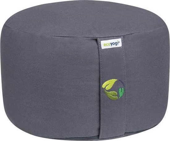 Meditatiekussen eco Grijs rond hoog 18-20cm - Ecoyogi - Yoga kussen - GOTS gecertificeerd van Ecoyogi