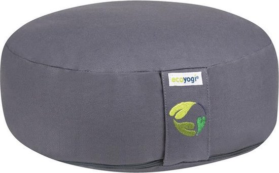 Meditatiekussen eco Grijs rond laag 10-12cm - Ecoyogi | Yoga kussen - GOTS gecertificeerd van Ecoyogi