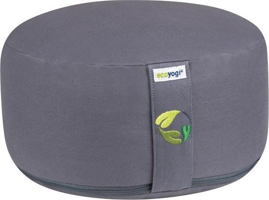 Meditatiekussen eco Grijs rond standaard 13-15cm - Ecoyogi | Yoga kussen - GOTS gecertificeerd van Ecoyogi
