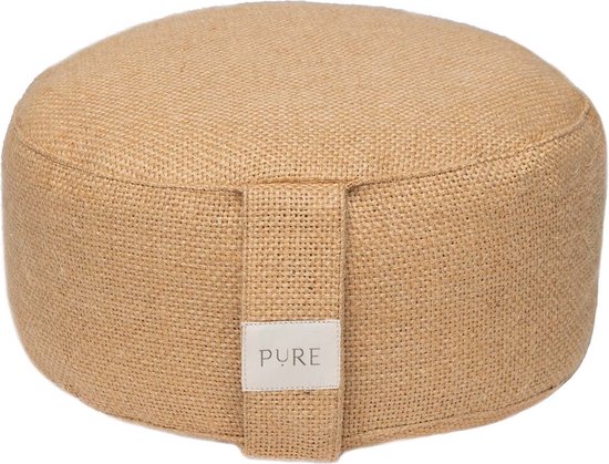 Meditatiekussen eco jute bruin rond - Pure | Yoga kussen van Pure