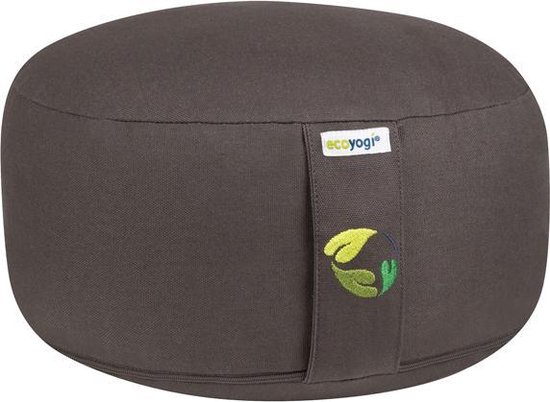 Meditatiekussen eco Lava Antraciet rond standaard 13-15cm - Ecoyogi | Yoga kussen - GOTS gecertificeerd van MEDI