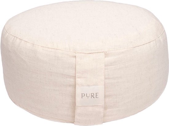 Meditatiekussen eco linnen naturel rond - Pure | Yoga kussen van Pure