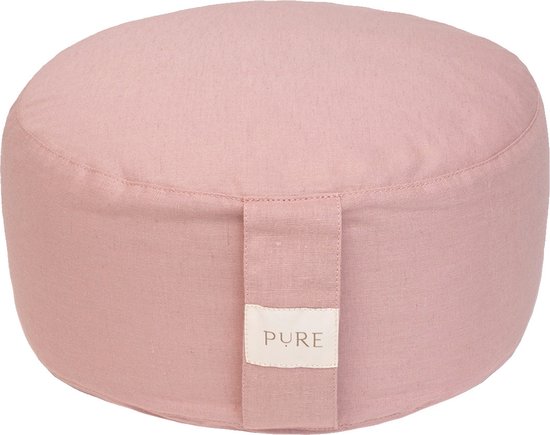 Meditatiekussen eco linnen oudroze rond - Pure | Yoga kussen van Pure