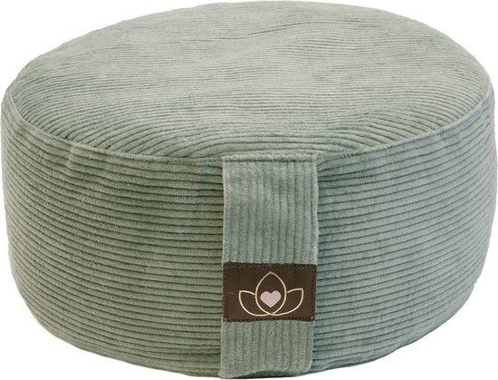 Meditatiekussen eco rib asgroen rond - Lotus - Yoga kussen van Lotus