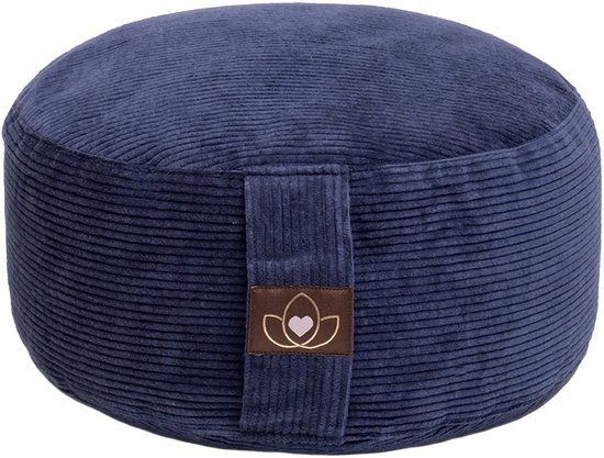 Meditatiekussen eco rib indigo rond - Lotus | Yoga kussen van Lotus