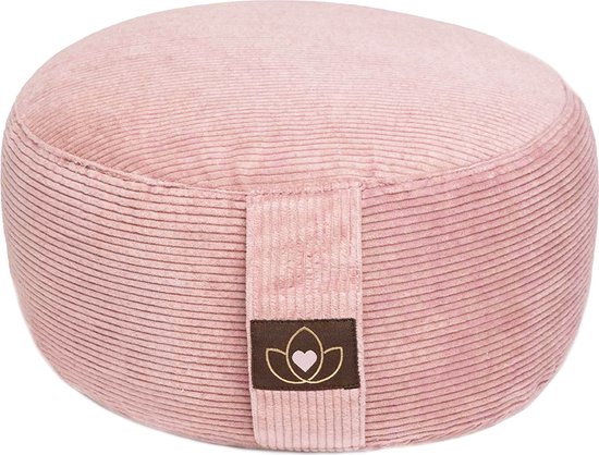 Meditatiekussen eco rib oudroze rond - Lotus | Yoga kussen van Lotus