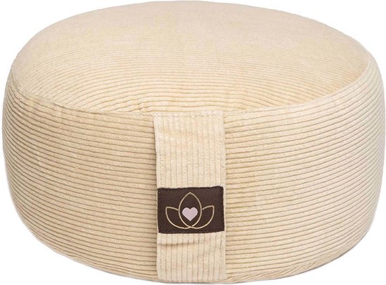 Meditatiekussen eco rib sand rond - Lotus | Yoga kussen van Lotus