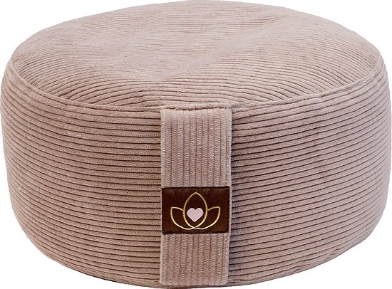 Meditatiekussen eco rib taupe rond - Lotus | Yoga kussen van Lotus