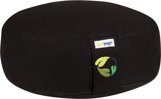 Meditatiekussen eco Zwart rond laag 10-12cm - Ecoyogi | Yoga kussen - GOTS gecertificeerd van Ecoyogi