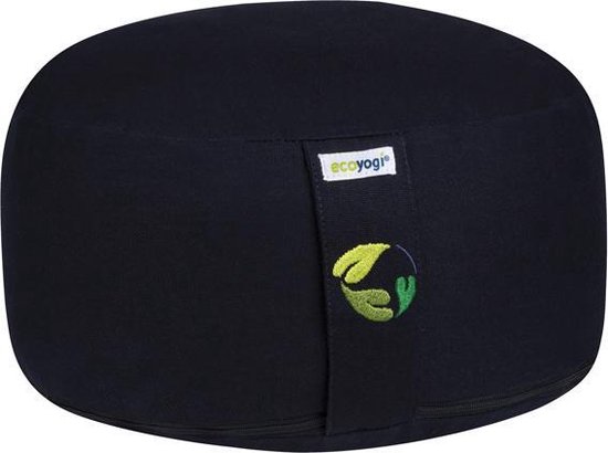Meditatiekussen eco Zwart rond standaard 13-15cm - Ecoyogi | Yoga kussen - GOTS gecertificeerd van Ecoyogi