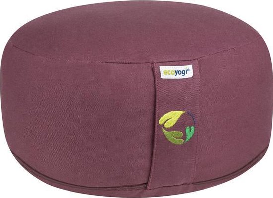 Meditatiekussen Ecoyogi Paars / Aubergine Standaardmaat 15 cm x 30 cm (Hoogte x Diameter) – Wasbare Buitenhoes – Aanpasbare Boekweit Vulling - 100% Gecertificeerd Biologisch Katoen | GOTS Gecertificeerd - Duurzaam Yoga zit kussen – Yogakussen van Merkloos