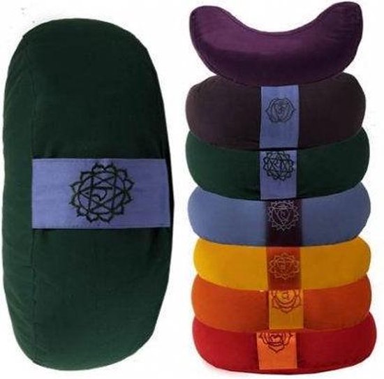 Meditatiekussen groen 4chakra halve maan - 33x13 - Boekweit - Katoen - 1300 - Groen - M van Yogi & Yogini