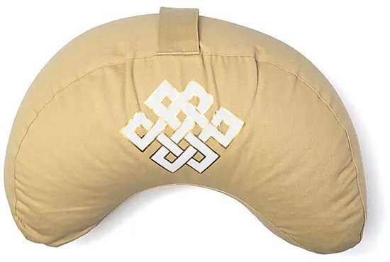 Meditatiekussen halve maan oneindige knoop beige biokatoen (OCS) van Merkloos