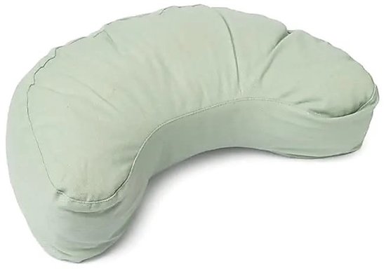 Meditatiekussen halve maan zachtgroen biokatoen (OCS) – 37 cm x 17 cm x 13 cm