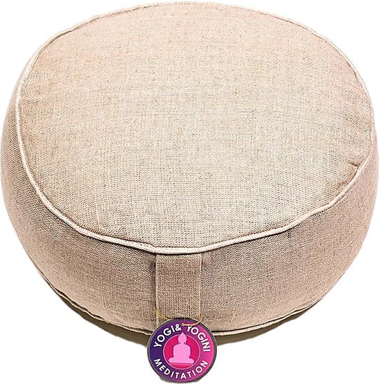 Meditatiekussen Hennep naturel met witte randen van Yogi & Yogini